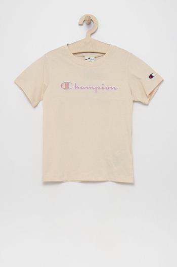 Dětské bavlněné tričko Champion 404336 béžová barva