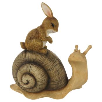 Dekorace sedící králík na šnekovi - 13*6*14 cm 6PR3247