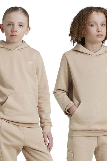 Dětská mikina adidas Originals HOODIE béžová barva, s kapucí, hladká, IX5283