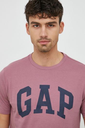 Bavlněné tričko GAP růžová barva, s potiskem