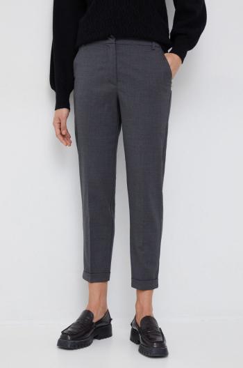 Vlněné kalhoty Pennyblack dámské, šedá barva, jednoduché, high waist