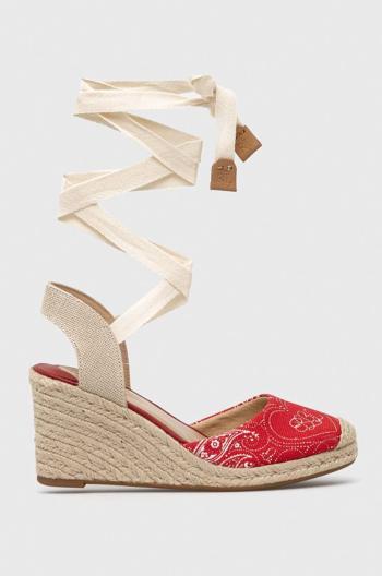 Espadrilky Lauren Ralph Lauren 802898509001 červená barva, na klínku