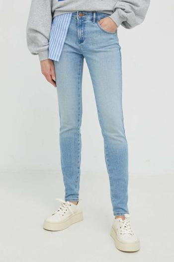 Džíny Wrangler Skinny White Noise dámské, medium waist