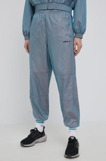 Kalhoty adidas Originals H35892 dámské, šedá barva, jogger, high waist