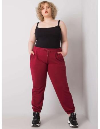 Dámské tepláky s kapsami plus size Ainhoa bordó 