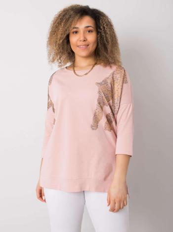 RŮŽOVÉ DÁMSKÉ TRIČKO S OZDOBNÝMI KAMÍNKY RV-BZ-6381.29-PINK Velikost: ONE SIZE