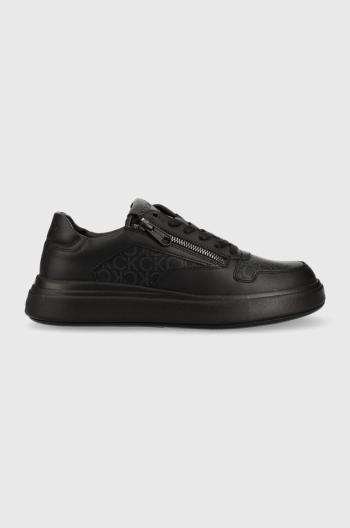 Sneakers boty Calvin Klein Low Top Lace Up Zip Mono černá barva