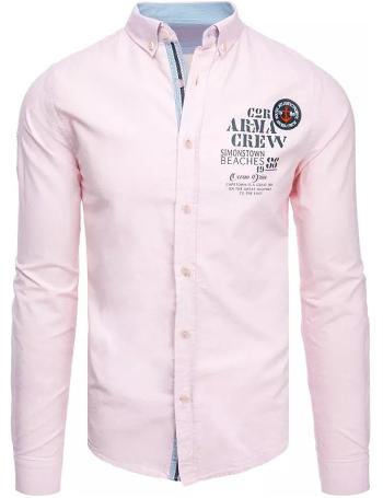Světle růžová košile s potiskem vel. XL
