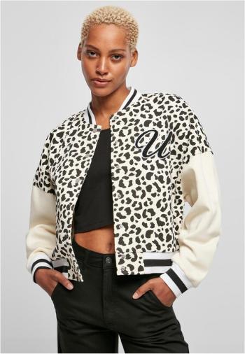 Urban Classics Ladies AOP Oversized College Sweat Jacket whitesandleo/whitesand - XL