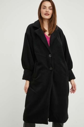 Kabát s vlnou Answear Lab černá barva, přechodný