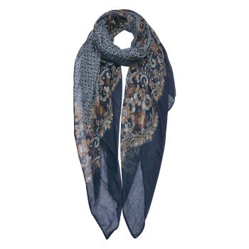Modrý šátek se vzorem - 90*180 cm JZSC0628