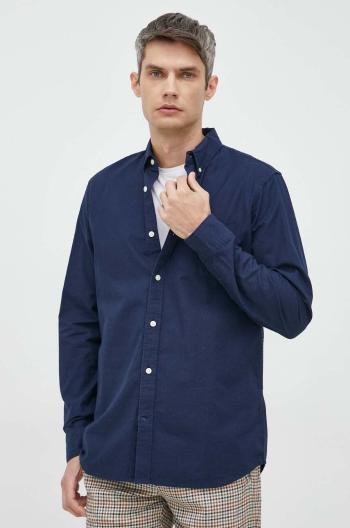Bavlněné tričko GAP tmavomodrá barva, regular, s límečkem button-down
