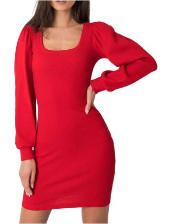 červené přiléhavé mini šaty s dlouhými rukávy vel. M
