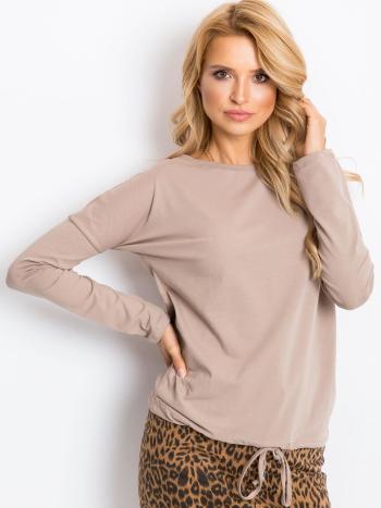 DÁMSKÉ BÉŽOVÉ TRIČKO NA ZAVÁZÁNÍ V PASE RV-BZ-5122.09P-DARK BEIGE Velikost: XL