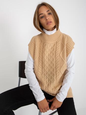 BÉŽOVÁ PLETENÁ VESTA -D90027Z90816A2-BEIGE Velikost: L/XL