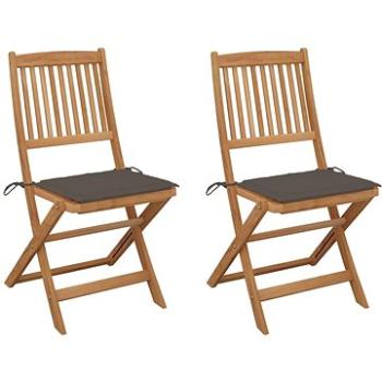 Skládací zahradní židle s poduškami 2 ks masivní akáciové dřevo, 3064652 (3064652)