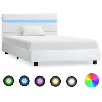 Rám postele s LED světlem bílý umělá kůže 90x200 cm (284786)