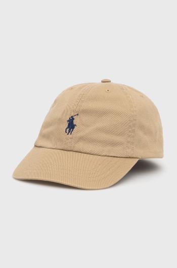 Dětská bavlněná čepice Polo Ralph Lauren béžová barva, hladká