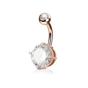 Šperky4U Zlacený piercing do pupíku, čirý kámen 10 mm - WP01029-RDC