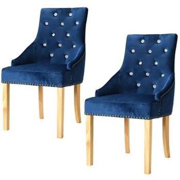 Jídelní židle 2 ks modré masivní dubové dřevo a samet (245513)