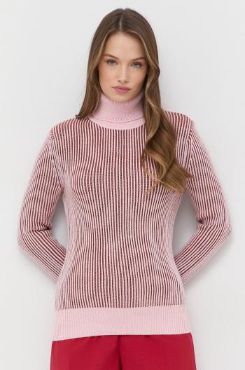 Vlněný svetr Beatrice B dámský, růžová barva, s golfem