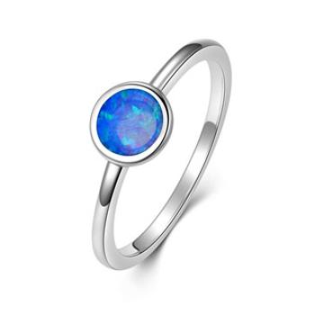 NUBIS® Stříbrný prsten s modrým opálem, vel. 49 - velikost 49 - NB909-OP05-49