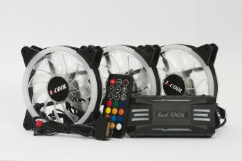 1stCOOL Fan KIT AURA EVO 2 ARGB, 3x Dual Ring ventilátor + řadič + dálkový ovladač