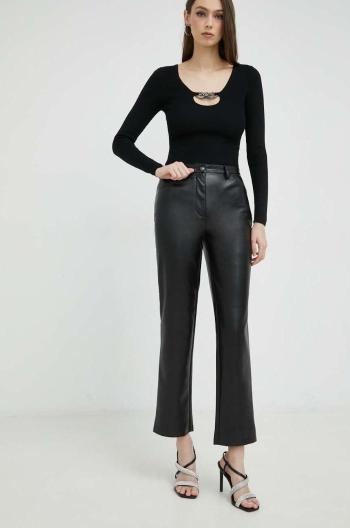 Kalhoty Guess dámské, černá barva, jednoduché, high waist