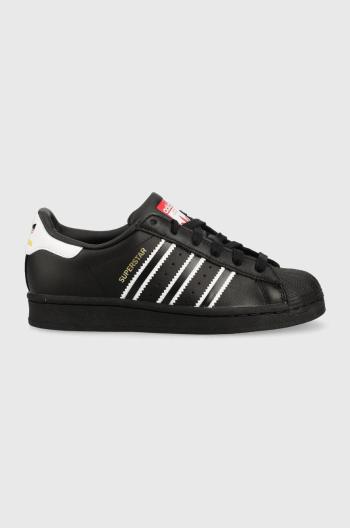 Dětské kožené sneakers boty adidas Originals Superstar černá barva