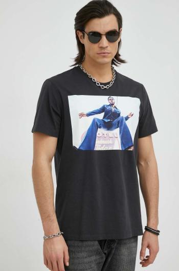 Bavlněné tričko Wrangler X Leon Bridges šedá barva, s potiskem