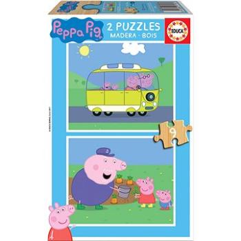 Educa Dřevěné puzzle Prasátko Peppa 2x9 dílků (8412668171565)