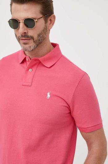 Bavlněné polo tričko Ralph Lauren růžová barva, 710782592