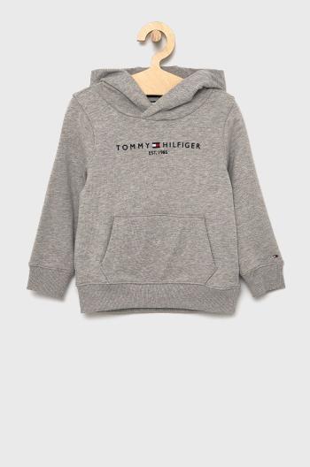 Dětská bavlněná mikina Tommy Hilfiger šedá barva, s aplikací