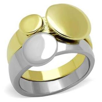 Šperky4U Dvojitý zlacený/lesklý ocelový prsten - velikost 55 - AL-0084-55