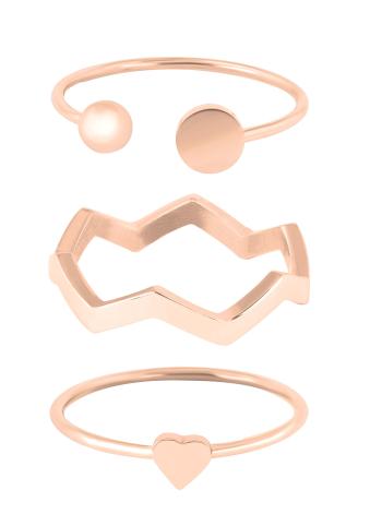 Troli Designová růžově zlacená sada ocelových prstenů 54 mm