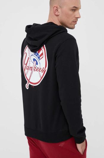 Mikina 47brand MLB New York Yankees pánská, černá barva, s kapucí, s potiskem