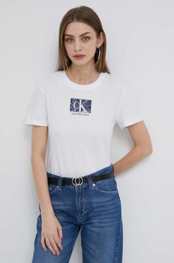 Bavlněné tričko Calvin Klein Jeans bílá barva