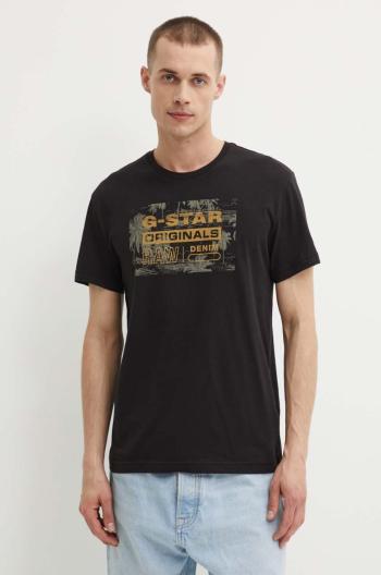 Bavlněné tričko G-Star Raw černá barva, s potiskem, D24682-C506