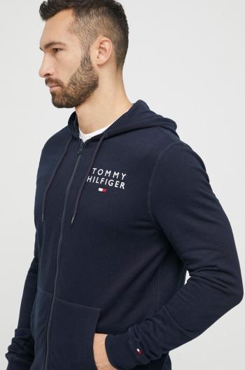 Mikina Tommy Hilfiger tmavomodrá barva, s kapucí, s potiskem, UM0UM02879