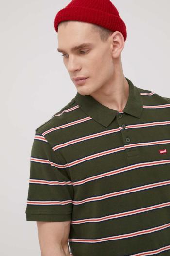 Bavlněné polo tričko Levi's zelená barva, vzorovaný