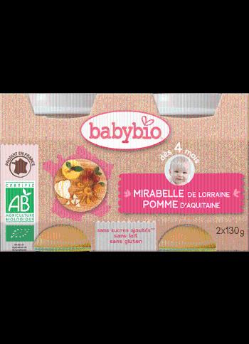 Babybio OVOCNÝ PŘÍKRM MIRABELKY JABLKO 2 X 130 G