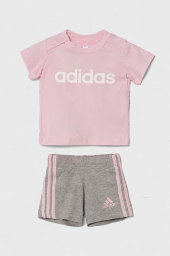 Dětská bavlněná souprava adidas růžová barva