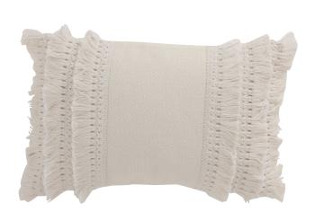 Krémový bavlněný polštář s třásněmi Fransen white off - 45*30 cm 3050