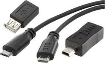 Kabel microUSB OTG Mirror 0,15 cm + adaptér microUSB ⇔ miniUSB, microUSB ⇔ USB