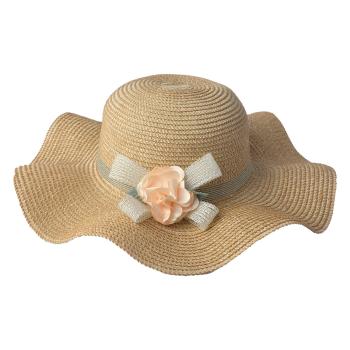 Hnědý klobouk s mašlí a květinou - Ø 41 cm JZHA0054BE