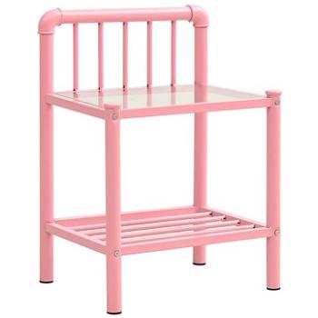 Noční stolek růžový a průhledný 45 x 34,5 x 62,5 cm kov a sklo (325099)
