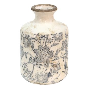 Keramická dekorační váza se šedými květy Mell French S - Ø11*17 cm 6CE1449S