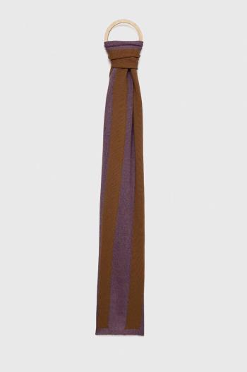Šátek z vlněné směsi Sisley fialová barva, vzorovaný