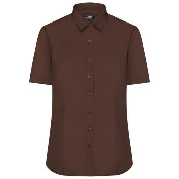 James & Nicholson Dámská košile s krátkým rukávem JN679 - Hnědá | XL