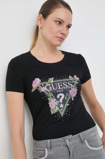 Tričko Guess FLORAL černá barva, W4RI28 J1314